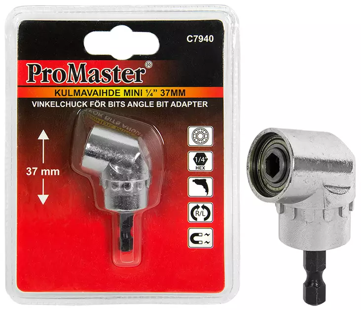 Kulmavaihde mini 1/4" x 37 mm - Porakoneet - 6420286879406 - 1