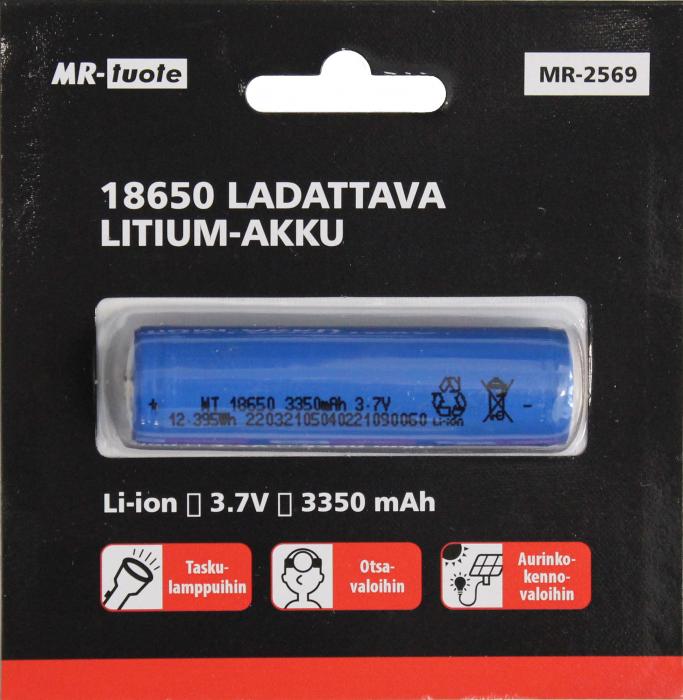 Ladattava Litium akku 18650 3.7V - Otsa- ja käsivalaisimet - 6430074693886 - 1