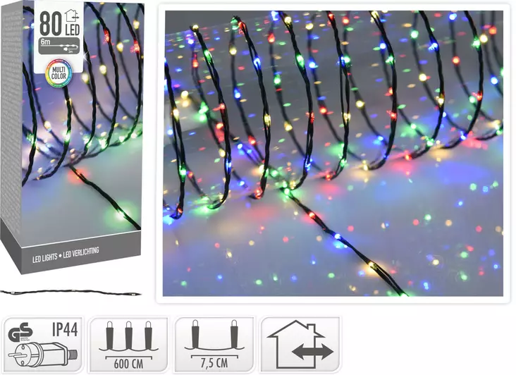 Led-valosarja monivärinen 80-os. pehmeä johto - Tunnelmavalot - 8719987973246 - 1