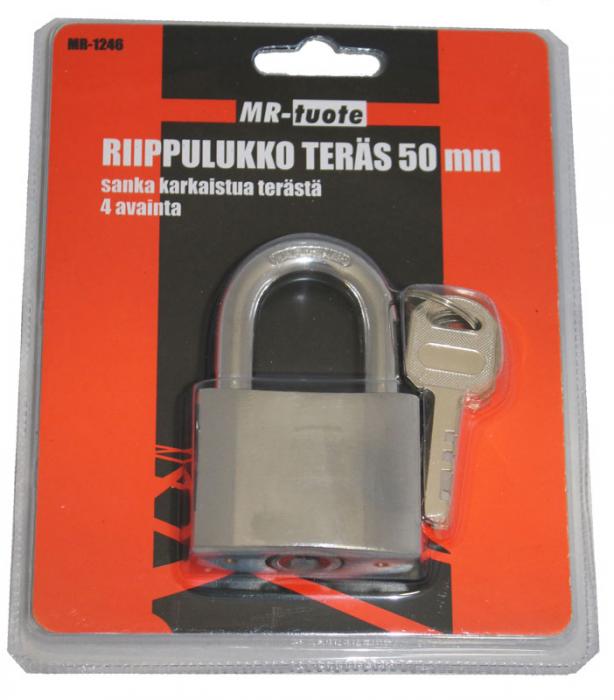 Riippulukko teräs 50 mm - Riippulukot, salvat, haat - 6430032151106 - 1