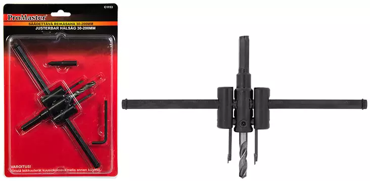 Säädettävä reikäsaha 30-200 mm Carbide - Sahat - 6420286811536 - 1