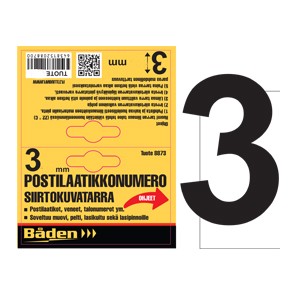 Tarranumero 3 50 mm - Postilaatikot ja numerot - 6438152088876 - 1