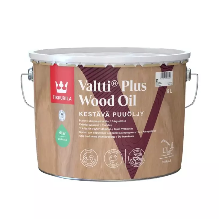 Tikkurila Valtti Plus Wood Oil 0,9 l puuöljy sävytettävä - Öljyt, vahat, kyllästeet - 6408070031896 - 1