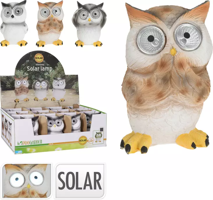 Puutarhakoriste Pöllö aurinkokennolla - Puutarhapatsaat, koristeet - 8719987483066 - 1