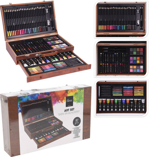 Taiteilijan tarvikesetti salkussa - Taiteilijatarvikkeet - 8719987890246 - 1