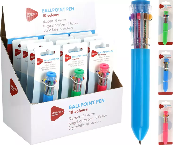 Retro kuulakärkikynä 10 väriä - Toimistotarvikkeet - 8720573582636 - 1