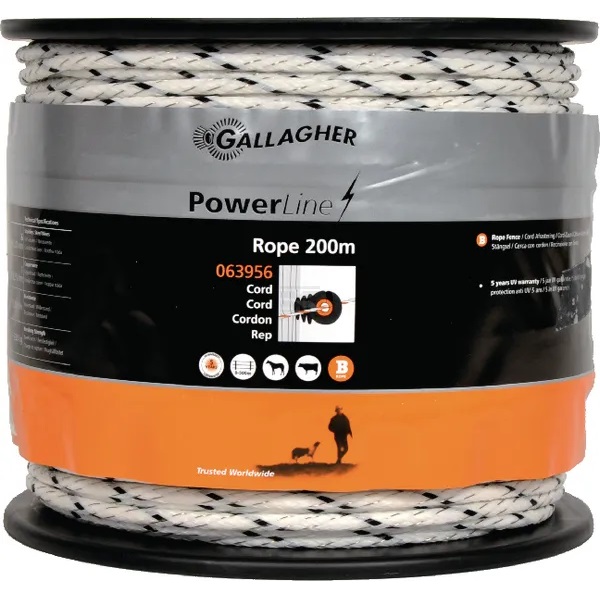 Aitaköysi PowerLine 5 mm 200 m valkoinen - Aitanauhat ja -langat - 8713235063956 - 1