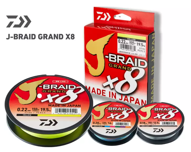 Daiwa J-Braid Grand X8 kuitusiima (Keltainen) - Siimat - 043178579466 - 1