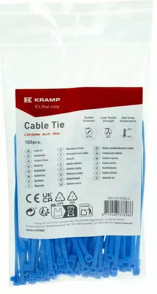 Nippuside 2,5x100mm, sininen, 100kpl - Nippusiteet - 8719493378986 - 1
