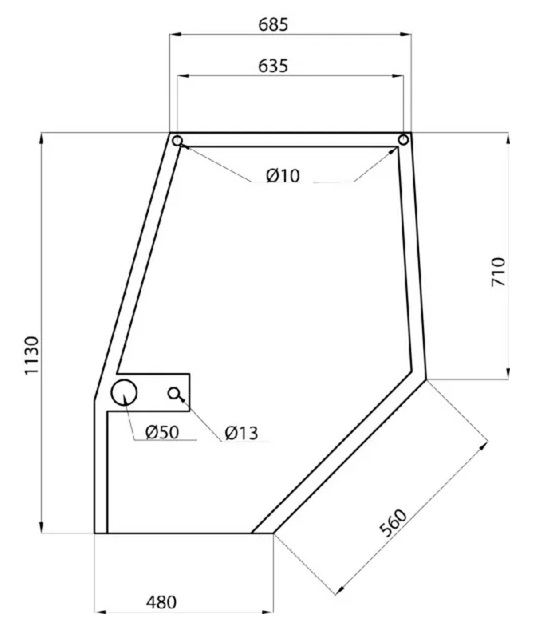 Ovilasi, ylempi vasen (Case IH 248724A1, 1546818C2) - Ohjaamon lasit - 3660980024266 - 1