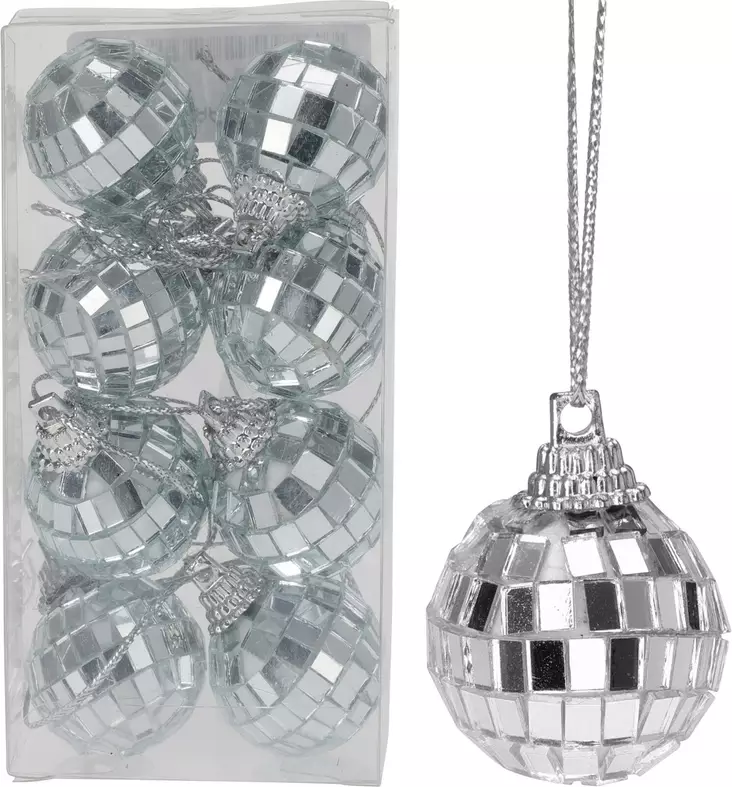 Peilipallo roikkuva koriste 3 cm 8 kpl - Joulukoristeet - 8721037199636 - 1