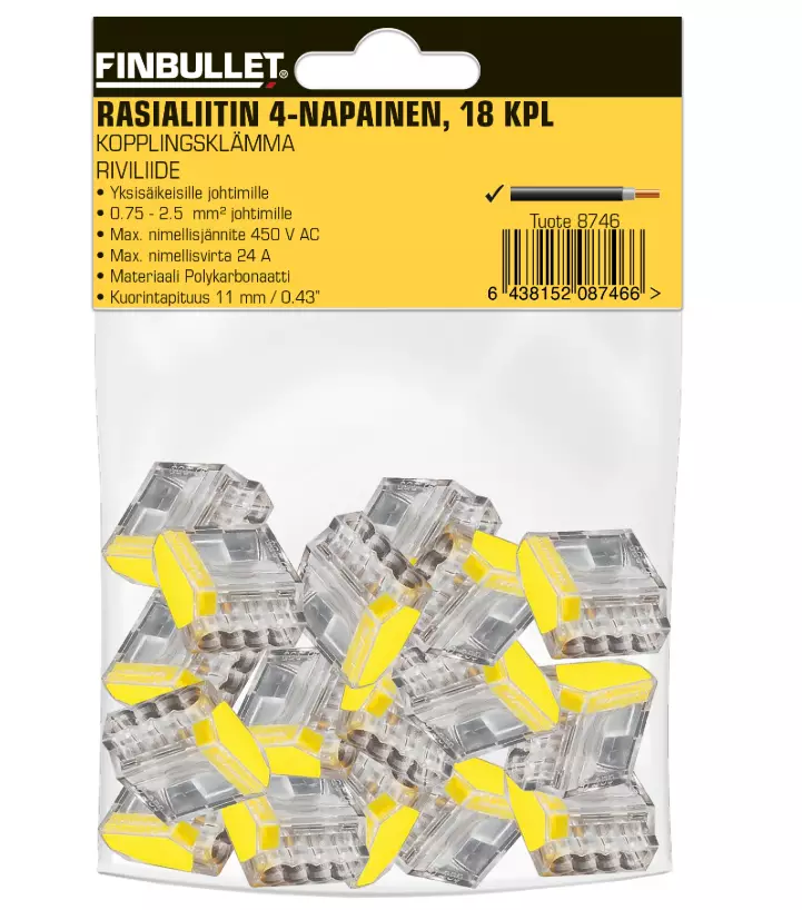 Rasialiitin 4-napainen 18 kpl - Autosähkötarvikkeet - 6438152087466 - 1