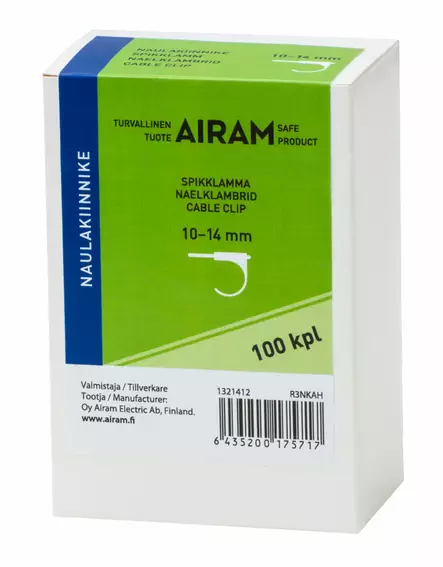 Airam naulakiinnike 10-14 100 kpl/pkt - Muut sähköasennustarvikkeet - 6435200175717 - 1