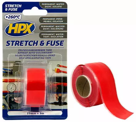 HPX silikoni vulkanointiteippi 25 mm x 1,8m punainen - Teipit - 5425014225907 - 1