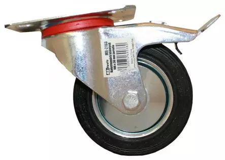 Kalustepyörä kääntyvä 125x37 mm jarrulla - Kalustepyörät, putkijalat - 6430074690397 - 1