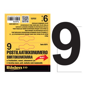 Tarranumero 9 50 mm - Postilaatikot ja numerot - 6438152088937 - 1