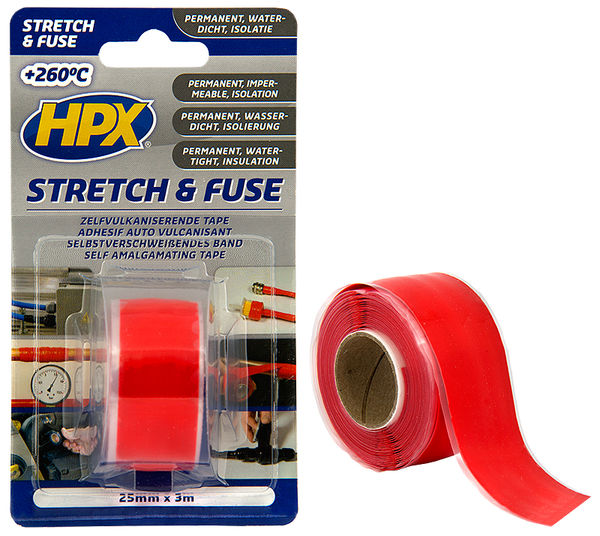 HPX silikoni vulkanointiteippi 25 mm x 1,8m punainen - Teipit - 5425014225907 - 1