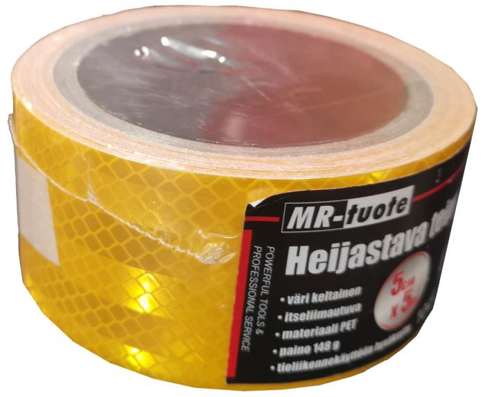 Heijastava teippi keltainen 5cm x 5m ECE - Teipit - 6430074693657 - 1