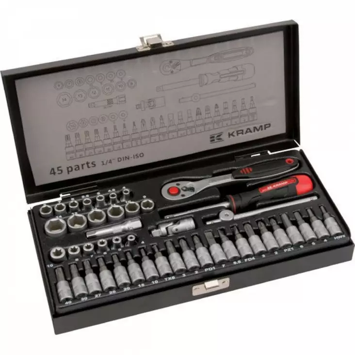 Hylsyavainsarja Kramp 1/4" 45-os. - Hylsyt ja -sarjat - 8716106883257 - 1