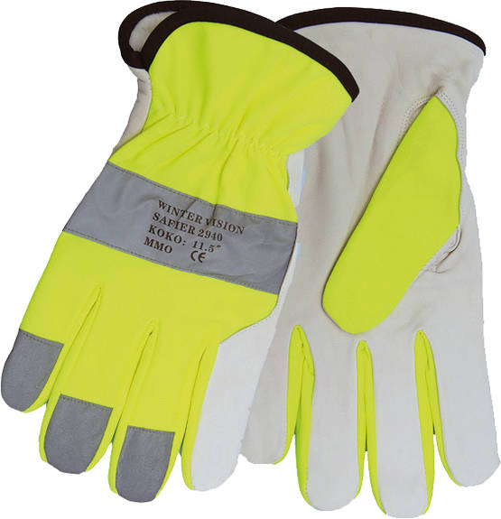 Pukinnahkainen asentajankäsine huomiovärillä - Työkäsineet - 6418326294067 - 1