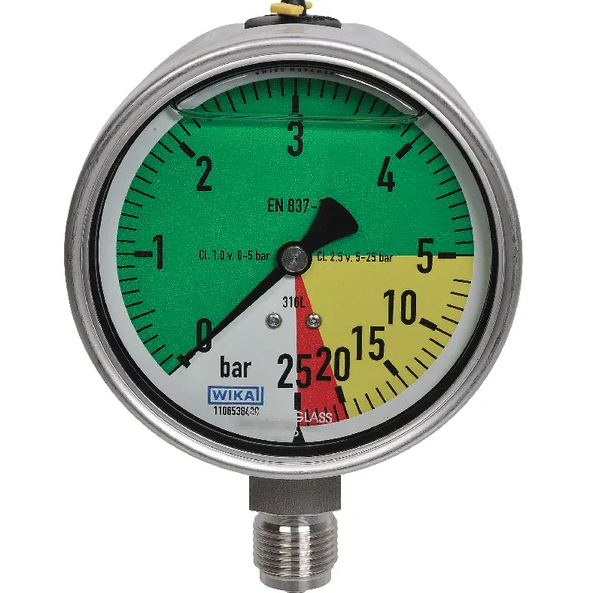 Wika painemittari 0-5-25 bar D100 mm - Lietevaunut - 8719732423927 - 1