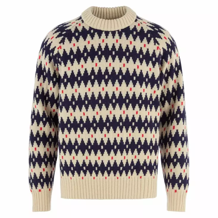 Fjällräven Övik Jacquard Knit M Light Beige - Dark Navy - Retkeilyasusteet - 7323451200427 - 1