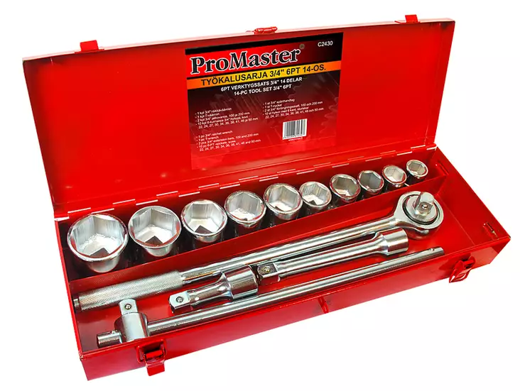 Työkalusarja 3/4" 6PT 14-os. - Hylsyt ja -sarjat - 6420286824307 - 1