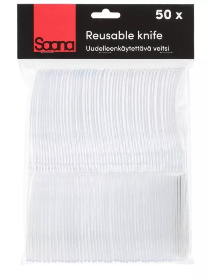 Veitsi uudelleenkäytettävä kirkas 20 kpl - Kertakäyttöastiat - 6410416517827 - 1