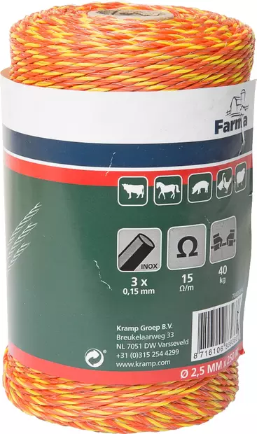 Aitalanka 2,5 mm/250 m keltainen/oranssi - Aitanauhat ja -langat - 8719493482348 - 1