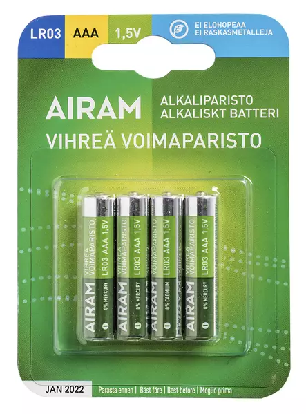 Vihreä voimaparisto LR03 AAA 4kpl - Paristot, testerit - 6435200194688 - 1