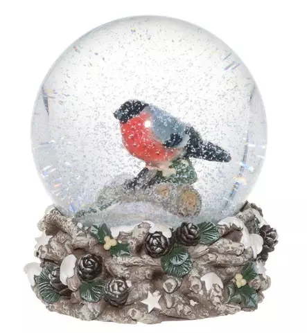 Lumisadepallo Punatulkku 100 mm - Joulukoristeet - 6410416273648 - 1