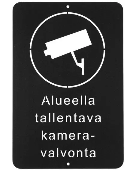 Opaste Alueella tallentava kameravalvonta, musta metallikyltti - Turvallisuustuotteet - 6410416573168 - 1