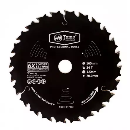 Tamo pyörösahanterä 165X24TX20mm - Sirkkelin- ja pyörösahanterät - 6420613777948 - 1