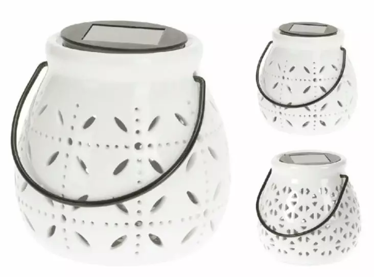 Aurinkokennolyhty valkea 12x11 cm - Tunnelmavalot - 8720573157698 - 1