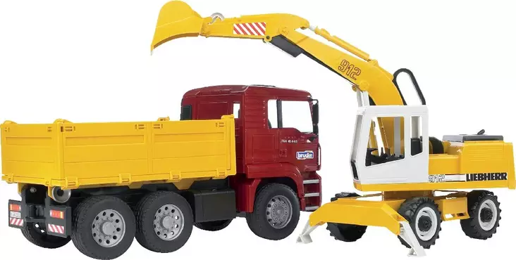 Bruder MAN TGA kuorma-auto ja kaivinkone - Bruder työkonelelut - 5700036956818 - 1