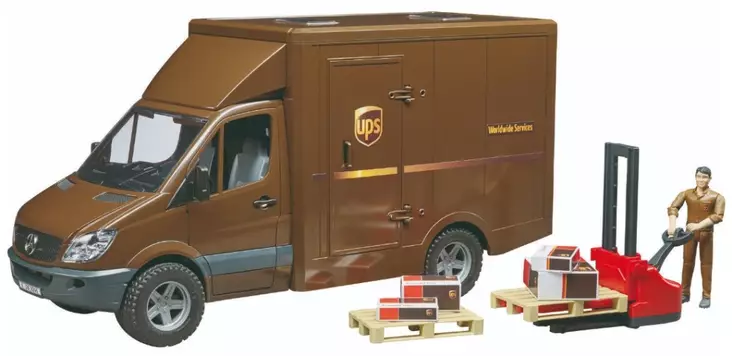 Bruder MB Sprinter UPS + pumppukärry - Bruder työkonelelut - 8719732951338 - 1