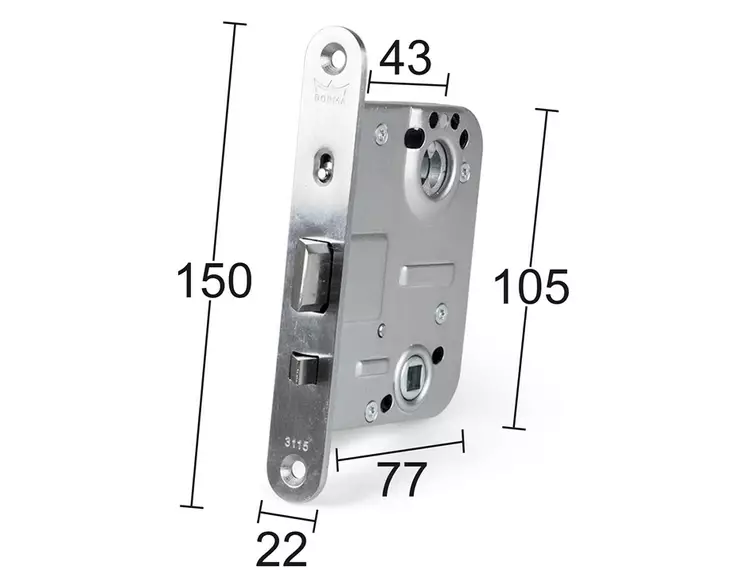 Habo lukkorunko 63115 mattakromi oikea - Muut ovitarvikkeet - 7317900181948 - 1