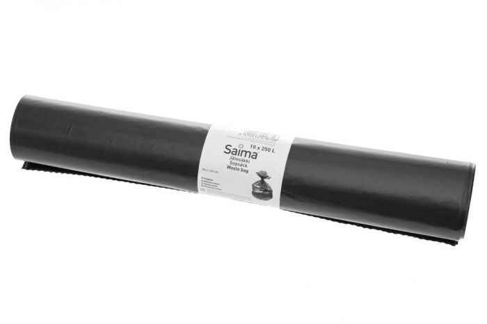 Jätesäkki musta 250 litraa 10 kpl - Roskien käsittely - 6410412218728 - 1