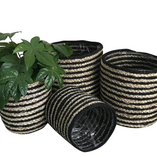 Juuttikori nature-musta raidallinen - Ruukut, vaasit, korit - 6430068431128 - 1