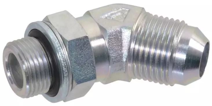 Kulmaliitin 9/16" JIC x 3/8" BSP 45° uros/uros - Hydrauliikka - 8719593049458 - 1
