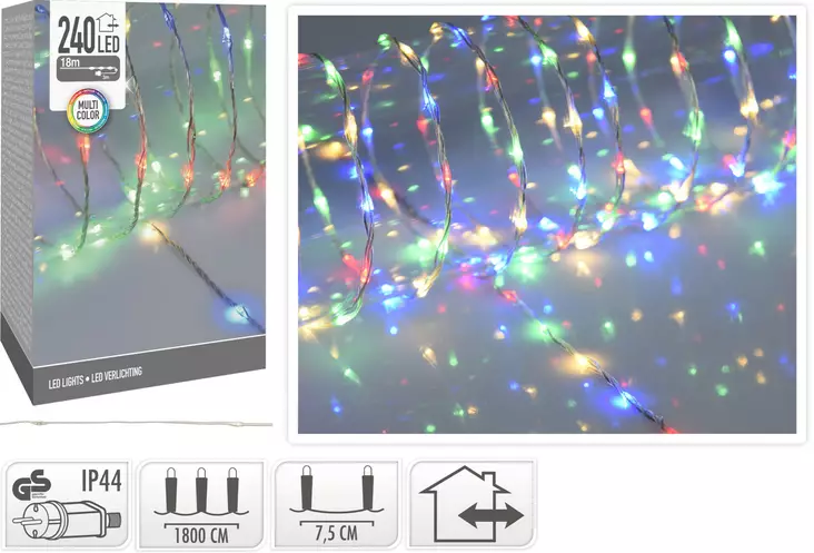 Led-valosarja monivärinen 240-os. pehmeä johto - Tunnelmavalot - 8719987973598 - 1