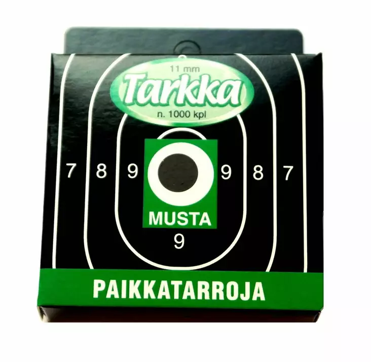 Paikkatarra 11 mm musta pyöreä rasia - Ase- ja ampumatarvikkeet - 6410362412108 - 1