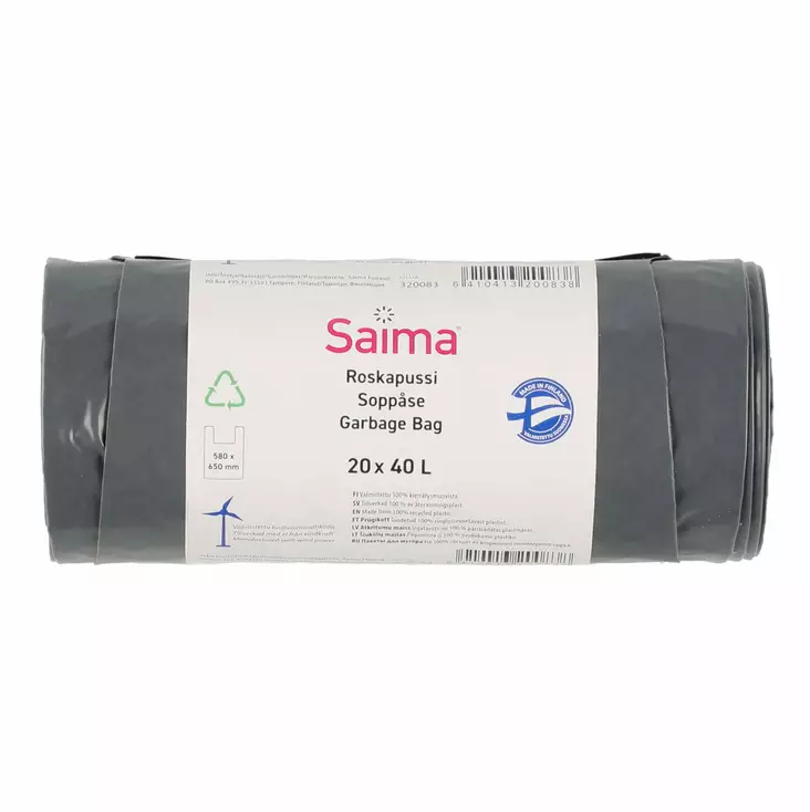 Roskapussi 40 litraa 20 kpl/pkt - Roskien käsittely - 6410413200838 - 1