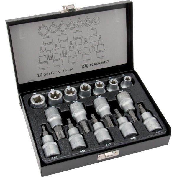 Torx-hylsysarja 16-osainen 1/2" sisä- ja ulkotorx - Hylsyt ja -sarjat - 8716106907908 - 1