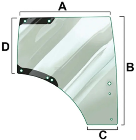 Ovilasi, oikea (JD L212968) - Ohjaamon lasit - 5035776634918 - 1