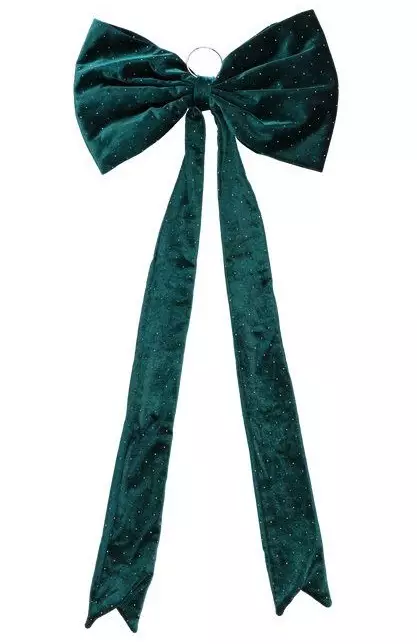 Samettinen rusetti tummanvihreä 90 cm - Joulukoristeet - 6410416575988 - 1