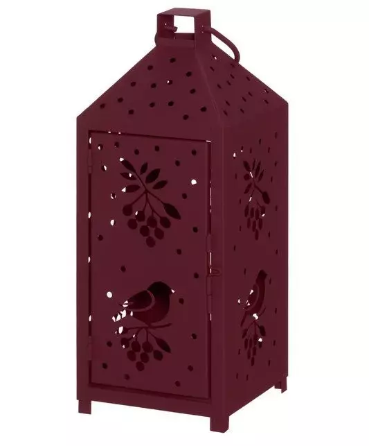 Lyhty Punatulkku viininpunainen 30 cm - Lyhdyt - 6410416594248 - 1
