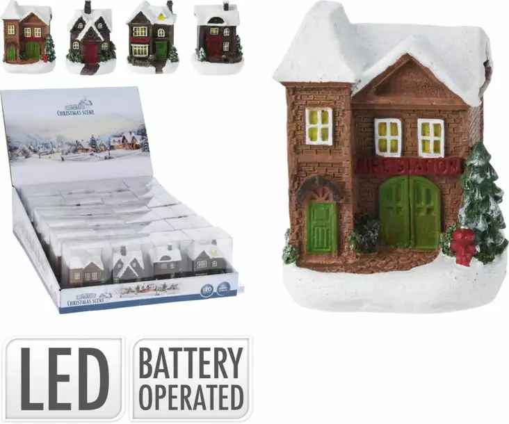 Pieni joulutalo led-valoilla - Joulukoristeet - 8721037057998 - 1