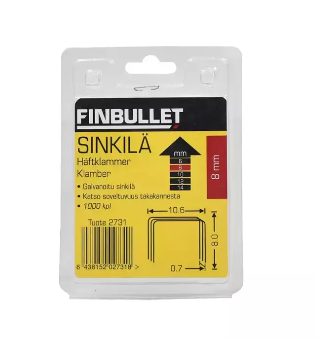 Sinkilä 13-8MM 1000kpl 10.6x0.7x8mm - Nitojat ja niitit - 6438152027318 - 1