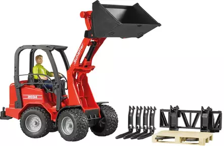 Bruder Schäffer 2034 kuormaaja hahmolla ja tarvikkeilla - Bruder työkonelelut - 8719593243559 - 2